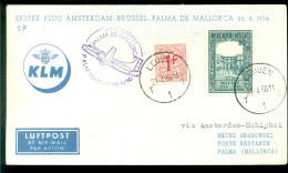 Nederland 1956 KLM-envelop Belgische Post 1e Vlucht Amsterdam-Palma De Mallorca VH A 472b - Andere & Zonder Classificatie