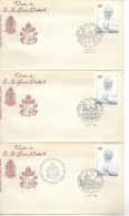 ARGENTINA 1987 VISIT JOHN PAUL II TO DIFF. CITIES 3 COVERS WITH SPECIAL CANCELS - FDC