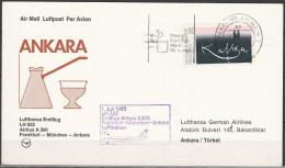 BRD Flugpost /Erstflug Airbus A300  LH 322 Frankfurt - Ankara 1.7.1983 Ankunftstempel 1.7.83 (FP 271 ) - First Flight Covers