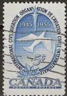 CANADA 1955 Tenth Anniversary Of ICAO - 5c. - Dove And Torch FU - Usados