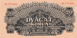 Czechoslovakia 20 Korun, P-45a  1944  UNC  SPECIMEN - Tsjechoslowakije