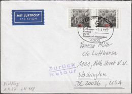 BRD Flugpost /Erstflug DC10  LH 418 Düsseldorf - Washington 1.4.1987 Ankunftstempel 1.4.87 (FP 276) - First Flight Covers