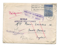 N° 771 Charleroi 17.VII.49 Vers Angleterre Et Retour 30.JY 49 R.L.... Trois Griffes Dif. - 1948 Esportazione