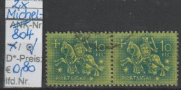 1953 - PORTUGAL - FM/DM "Ritter Zu Pferd" 1 E Blau Auf Hellgrün - 2x O Gestempelt - S.Scan  (port 804o X2) - Used Stamps