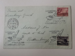 Enveloppe, Vol Inaugural Luxembourg-Zurich 1948 - Covers & Documents