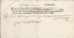 Österreich 1757 Fuhrmannsbrief Des Spediteurs Giov. Bat. Stampa Aus Chiavenna - ...-1850 Préphilatélie