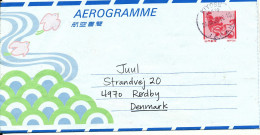Japan Aerogramme Sent To Denmark 24-7-2000 - Poste Aérienne