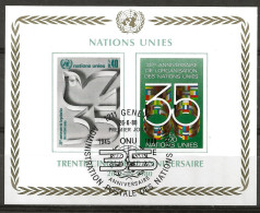 NATIONS-UNIES GENEVE: Obl., BF N° YT 2, Obl. PJ, TB - Blocks & Sheetlets