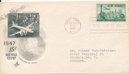 USA FDC 20-8-1947 15 Cent Air Mail Stamp Art Craft Space Cachet - 1961-1970