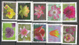 USA 2021 Garden Flowers SC 5558/67 MI 5791/800 YT 5400/09 - Cpl 10v Set In VFU Condition Circular PMK - Bandes & Multiples