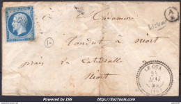 FRANCE N°14A SUR LETTRE PC 1459 LE GUA CHARENTE INF + CAD DU 24/05/1859 - 1853-1860 Napoléon III