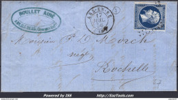 FRANCE N°14A SUR LETTRE PC 139 ARS EN RÉ CHARENTE INF + CAD DU 17/07/1856 - 1853-1860 Napoleone III