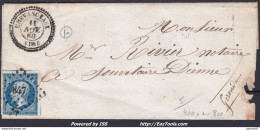 FRANCE N°14A SUR LETTRE PC 847 CHEVANCEAUX CHARENTE INF + CAD DU 11/11/1860 - 1853-1860 Napoléon III