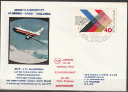 BRD Flugpost / Ausstellungspost Boeing 727  LH 122 Hamburg - Toulouse 13.5.1973 Ankunftstempel  (FP 284 ) - First Flight Covers