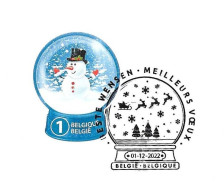 2022 Beste Wensen Meilleurs Voeux Sneeuwbol Sneeuwman Santa Claas Deer Herten Snowbol - Used Stamps