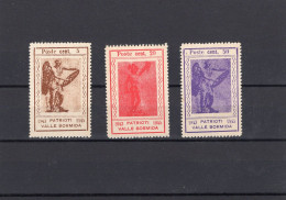 Vignettes 1943 Patrioti 1945 - Valle Bormida Poste 5c , 20c , 50c - Kriegspropaganda