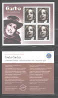 SWEDEN 2005 "GRETA GARBO" MS. #2517e COMPLETE, ONLY 30,000 ISSUED MNH - Ungebraucht