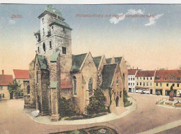 AK 177782 GERMANY - Zeitz - Michaelis-Kirche Mit Kaiser-Wilhelm-Denkmal - MODERN REPRODUCTION CARD - Zeitz