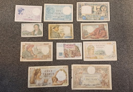 FRANCE 11 BILLETS De BANQUE FRANCAIS De 1935 à 1950 En LOT (non Divisible) - Vrac - Billets