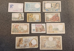 FRANCE 11 BILLETS De BANQUE FRANCAIS De 1935 à 1950 En LOT (non Divisible) - Alla Rinfusa - Banconote