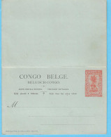 Double Entier Postal-Congo Belge-Belgisch-Congo-Palmier-Carte Postale Réponse Et Réponse Payée- Betaald Antwoord +/-1920 - Entiers Postaux