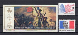 Argentina/Argentine 1989 - PHILEXFRANCE 89 French Revolution - Minisheet + 2 Stamps - MNH** - Excellent Quality - Ungebraucht