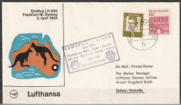 BRD Flugpost /Erstflug Boeing 720B  LH 690 Frankfurt - Sydney 6.4.1965 Ankunftstempel  (FP 292 ) - Premiers Vols