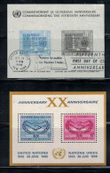 4 BF 1 OBLIT. ET 3  NEUFS**MNH,NATIONS UNIES, 1960/70 - Blocks & Sheetlets