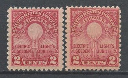 EU 1929  N° 282 Et 282b ** Neuf MNH Luxe C 3.50 € Invention De La Lampe électrique Par Edison - Unused Stamps