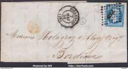 FRANCE N°14A SUR LETTRE PC 2003 MIRAMBEAU CHARENTE INF + CAD DU 07/05/1859 - 1853-1860 Napoléon III