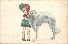 Delcampe - Themes Div Ref UU36-illustrateurs-enfants -illustrateur S Bompard - Fillette Et Chien - - Bompard, S.