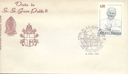 ARGENTINA 1987 VISIT OF POPE JOHN PAUL II COVER WITH SPECIAL CANCEL SALTA - FDC