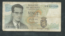 Billet , BELGIQUE 20 Francs 15/06/1964 N° 3 B 4261244  - Laura 13003 - 20 Franchi