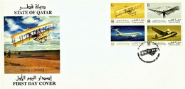 Qatar FDC Year 2003 - 100 Years Of Aviation Airplane Aeroplane Airline Aircraft Flight - First Day Cover - Altri (Aria)