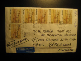 MONACO 2023 To Barcelona Spain 6 Stamps Rue Des Spelugues (1988) On Cancel Cover - Storia Postale