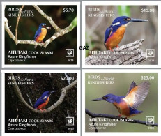 Aitutaki 2023, Birds, Kingfisher 4val IMPERFORATED - Albatros & Stormvogels