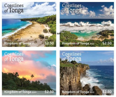 Tonga 2023, Coastlines, 4val IMPERFORATED - Naturaleza