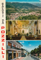 CARTOLINA  POZZILLI,ISERNIA,MOLISE-SALUTI DA POZZILLI-PANORAMA-CHIESA S.CATERINA-INTERNO-VIA ROMA-STORIA,VIAGGIATA 1982 - Isernia