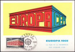 Europa CEPT 1969 Andorre Français - Andorra CM Y&T N°195 - Michel N°MK215 - 70c EUROPA - 1968