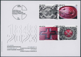 Suisse - 2023 - Bundesverfassung - Zusammenhängende - Ersttagsbrief FDC ET - Ersttag Voll Stempel - Briefe U. Dokumente
