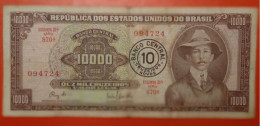 Banknote 10 New Crusados Brazil 1967 Rare - Brésil