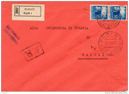 1951 LETTERA RACC. CON ANNULLO SCAFATI SALERNO - Strafport Voor Mandaten