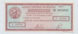 BOLIVIA - 10c ON 100000 PESOS BOLIVIANOS P-197 - 1984 UNC TONE - Bolivie