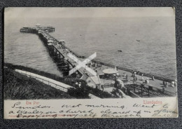 THE PIER LLANDUDNO OLD B/W POSTCARD WALES 1903 - Caernarvonshire