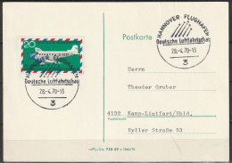 BRD Flugpost  Hannover Deutsche Luftfahrtschau  28.4.1970 Michel Nr.576( FP 3304) - Storia Postale