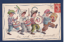 CPA Année 1909 Enfants Gaufrér Embossed Circulée - Sonstige & Ohne Zuordnung