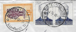 COSTERMANSVILLE CONGO BELGE POUR WAVRIN FRANCE 1948, LAMBERMONT ( PAIRE ) SCULPTURE MBUTA, VOIR LE SCANNER - Storia Postale