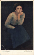 ARTS - Tableau - M Tymoczyszyn - W ZAMYSLENIU - Femme Au Menton Posé Dans Sa Main - Pensive - Carte Postale Ancienne - Peintures & Tableaux