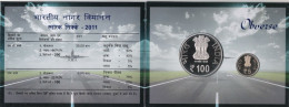 Celebrate Diwali W/ Silver Proof Coins In Sealed Cover, 100 Yrs Of Civil Aviation In India Comm, 2010 - Andere - Azië