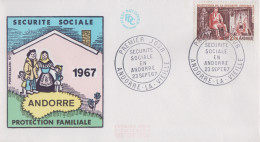 Enveloppe  FDC  1er  Jour  ANDORRE   Sécurité  Sociale   1967 - FDC